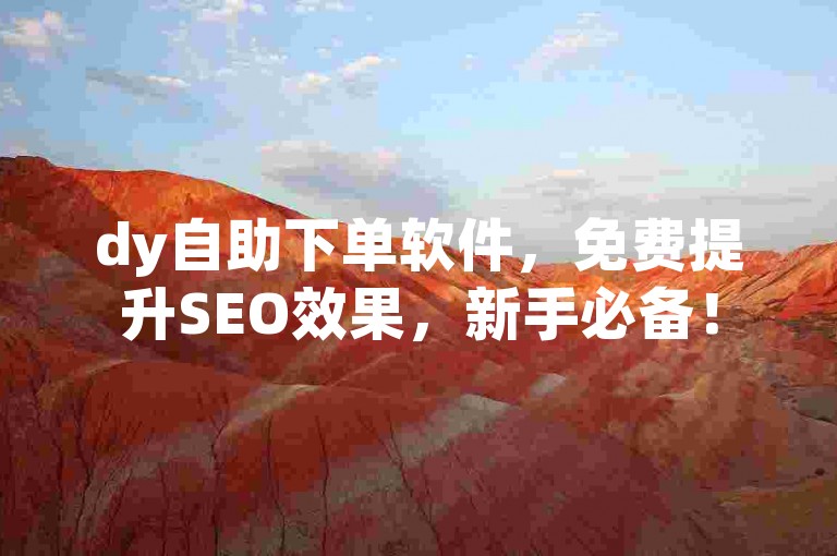 dy自助下单软件，免费提升SEO效果，新手必备！