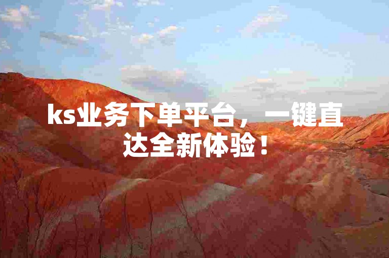 ks业务下单平台，一键直达全新体验！