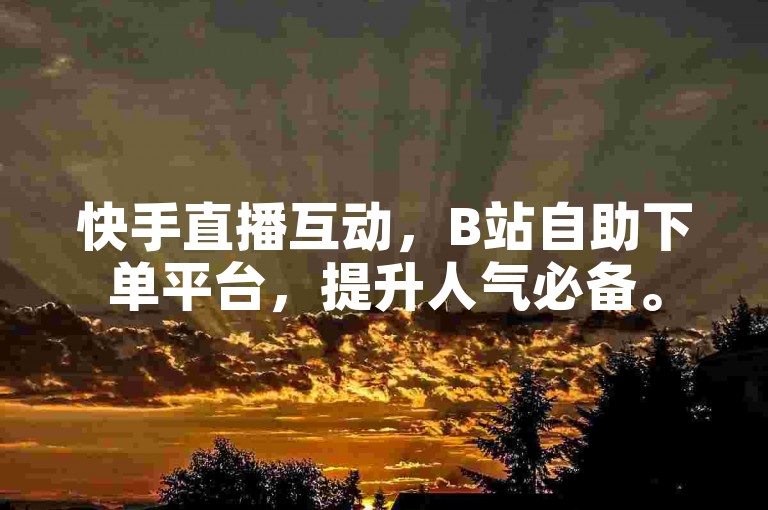 快手直播互动，B站自助下单平台，提升人气必备。