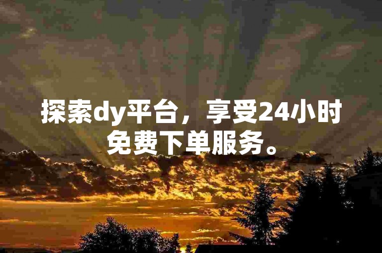 探索dy平台，享受24小时免费下单服务。