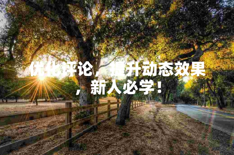 优化评论，提升动态效果，新人必学！