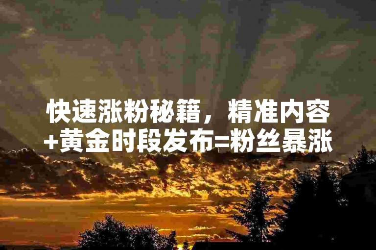 快速涨粉秘籍，精准内容+黄金时段发布=粉丝暴涨！