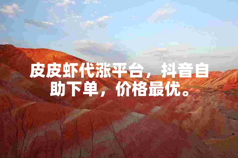 皮皮虾代涨平台，抖音自助下单，价格最优。