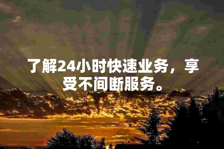 了解24小时快速业务，享受不间断服务。