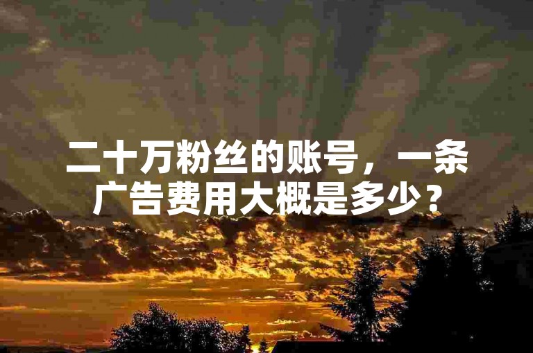二十万粉丝的账号，一条广告费用大概是多少？