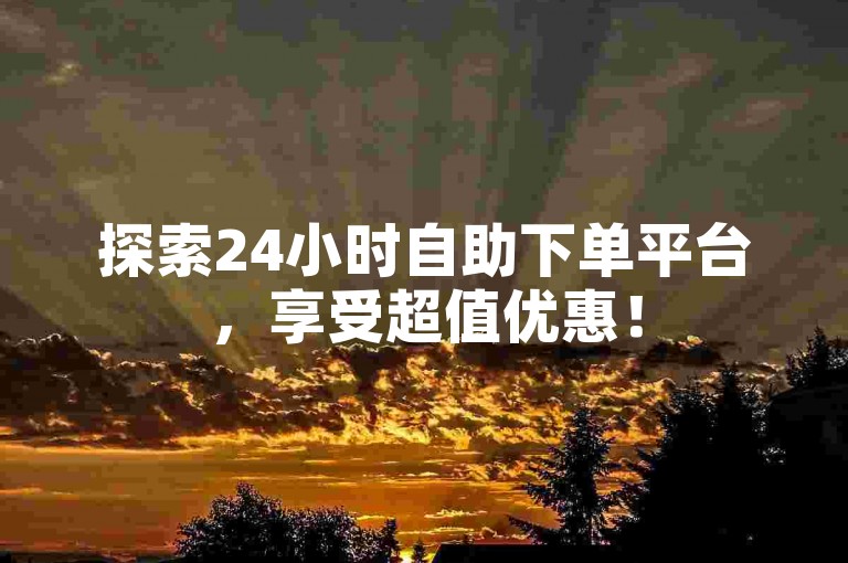 探索24小时自助下单平台，享受超值优惠！