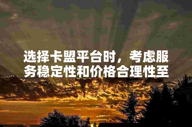 选择卡盟平台时，考虑服务稳定性和价格合理性至关重要。