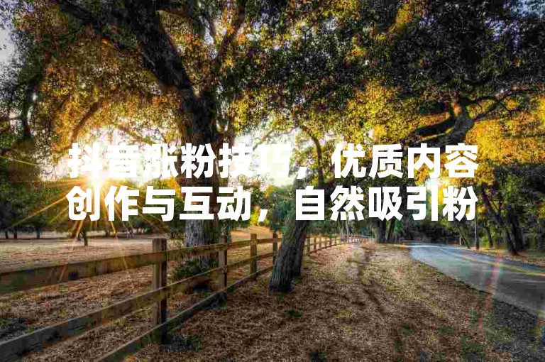 抖音涨粉技巧，优质内容创作与互动，自然吸引粉丝。