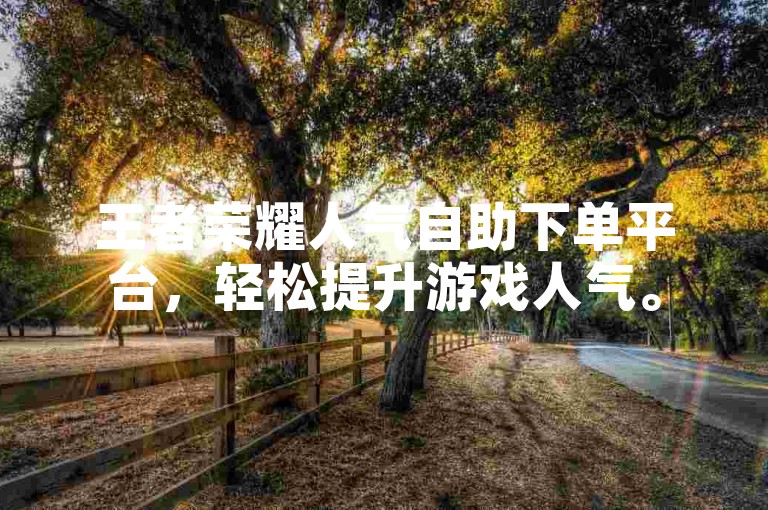 王者荣耀人气自助下单平台，轻松提升游戏人气。