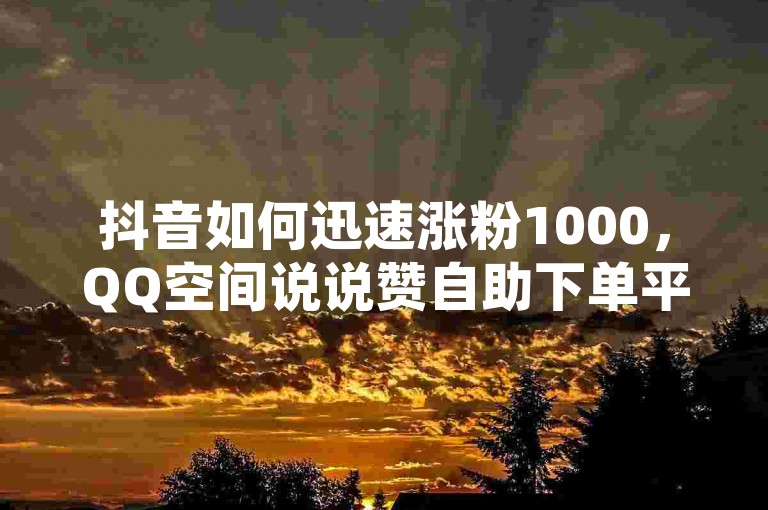 抖音如何迅速涨粉1000，QQ空间说说赞自助下单平台。