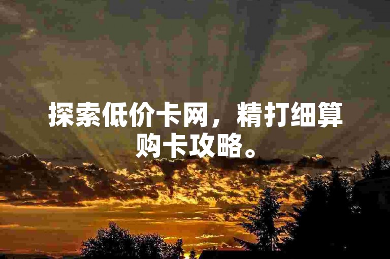 探索低价卡网，精打细算购卡攻略。