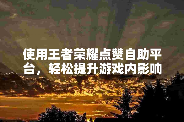 使用王者荣耀点赞自助平台，轻松提升游戏内影响力。