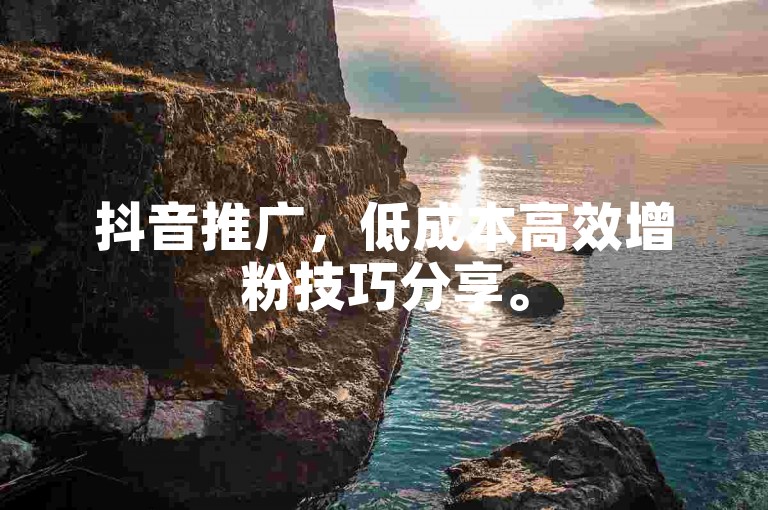 抖音推广，低成本高效增粉技巧分享。
