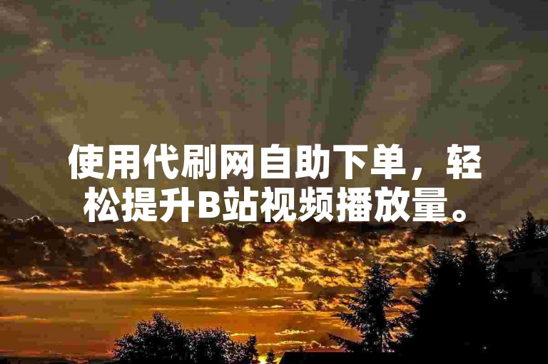使用代刷网自助下单，轻松提升B站视频播放量。