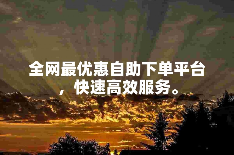 全网最优惠自助下单平台，快速高效服务。