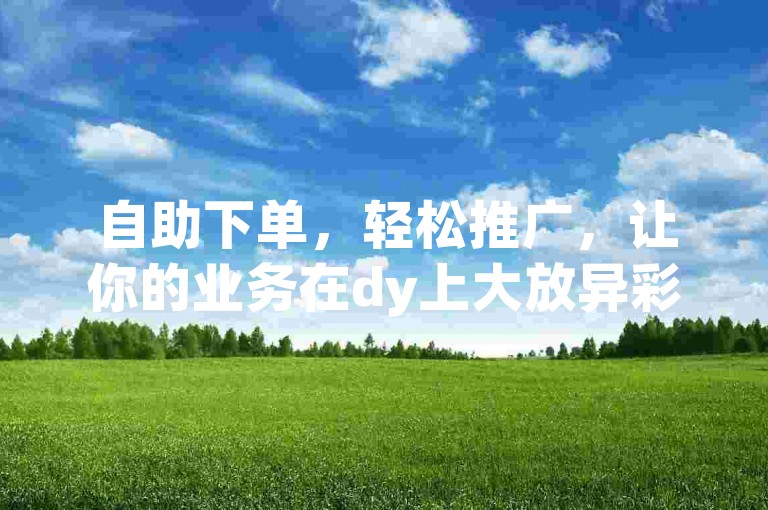 自助下单，轻松推广，让你的业务在dy上大放异彩。