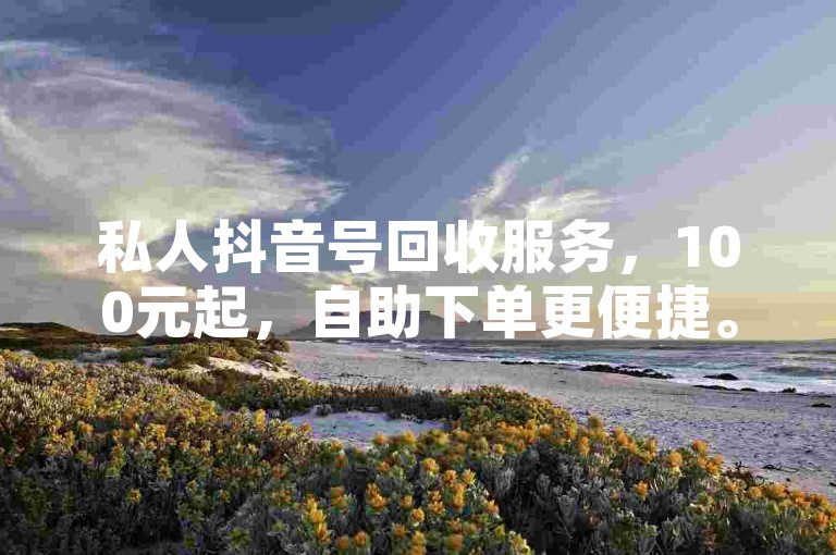 私人抖音号回收服务，100元起，自助下单更便捷。