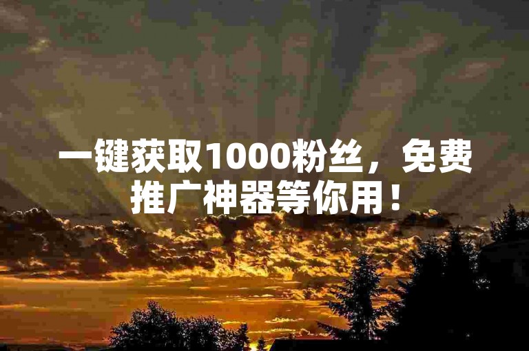 一键获取1000粉丝，免费推广神器等你用！