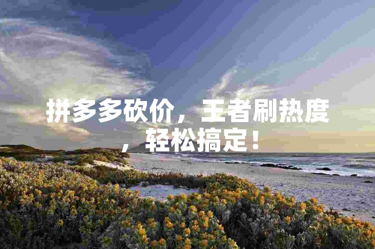 拼多多砍价，王者刷热度，轻松搞定！