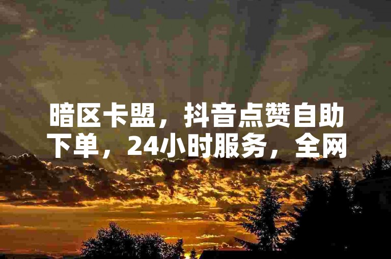暗区卡盟，抖音点赞自助下单，24小时服务，全网最低价。