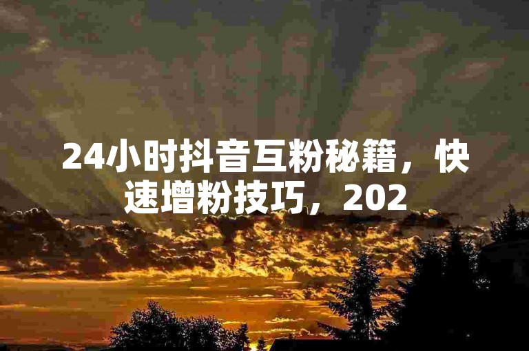 24小时抖音互粉秘籍，快速增粉技巧，2025必备！