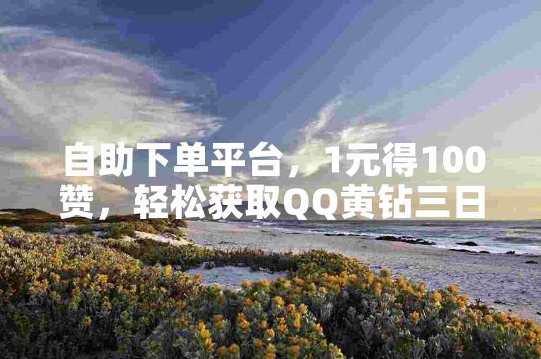 自助下单平台，1元得100赞，轻松获取QQ黄钻三日体验。
