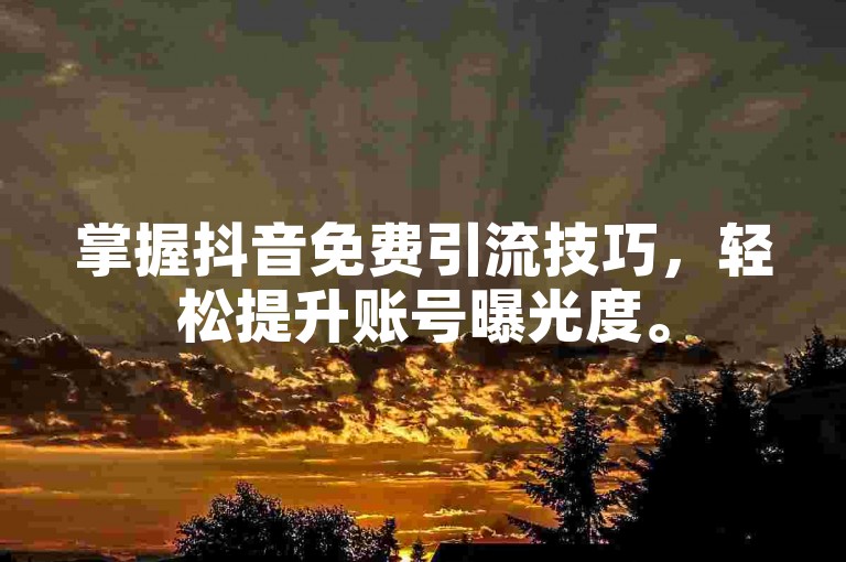 掌握抖音免费引流技巧，轻松提升账号曝光度。