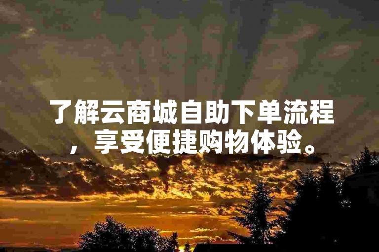 了解云商城自助下单流程，享受便捷购物体验。