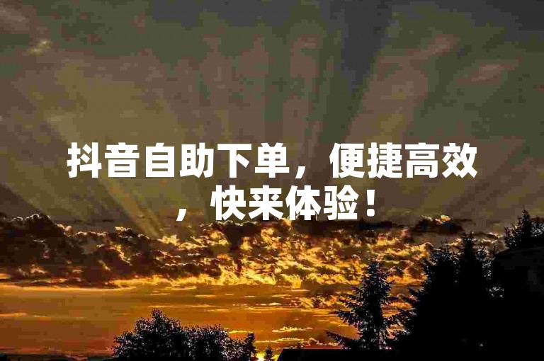 抖音自助下单，便捷高效，快来体验！