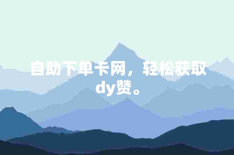 自助下单卡网，轻松获取dy赞。