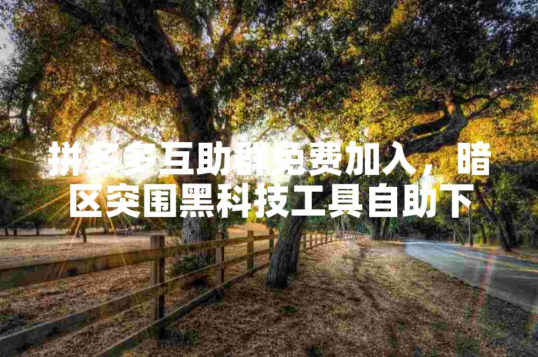 拼多多互助群免费加入，暗区突围黑科技工具自助下单。