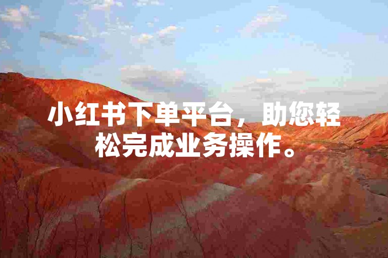 小红书下单平台，助您轻松完成业务操作。