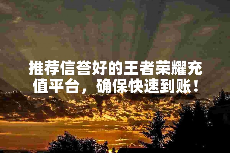 推荐信誉好的王者荣耀充值平台，确保快速到账！