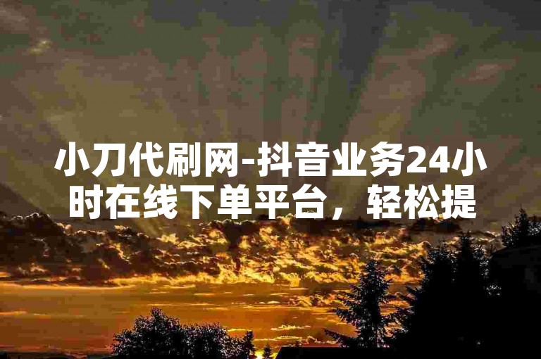 小刀代刷网-抖音业务24小时在线下单平台，轻松提升视频曝光度。