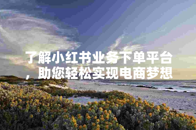 了解小红书业务下单平台，助您轻松实现电商梦想。