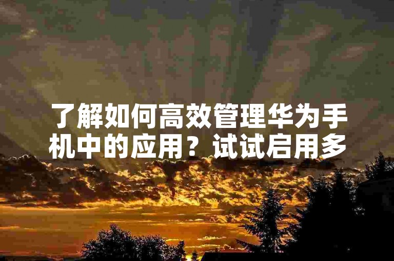 了解如何高效管理华为手机中的应用？试试启用多开分屏功能吧。