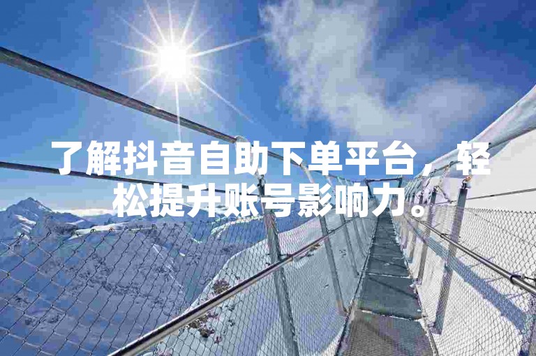 了解抖音自助下单平台，轻松提升账号影响力。