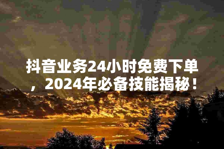 抖音业务24小时免费下单，2024年必备技能揭秘！