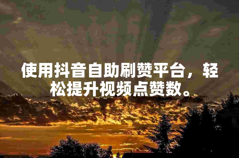使用抖音自助刷赞平台，轻松提升视频点赞数。