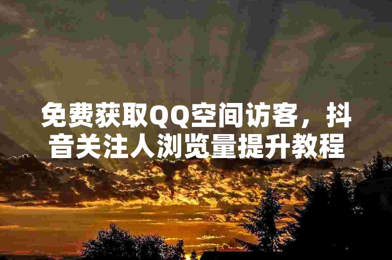 免费获取QQ空间访客，抖音关注人浏览量提升教程。