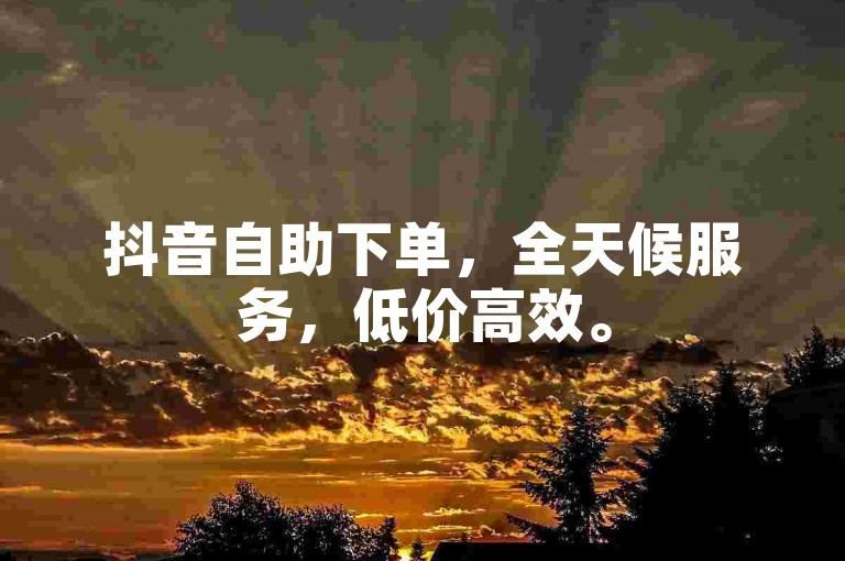 抖音自助下单，全天候服务，低价高效。