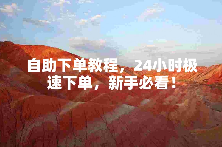 自助下单教程，24小时极速下单，新手必看！