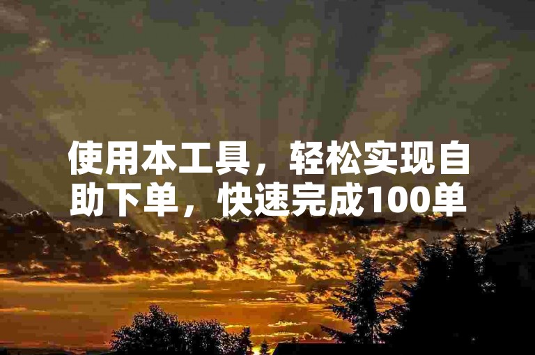 使用本工具，轻松实现自助下单，快速完成100单任务。