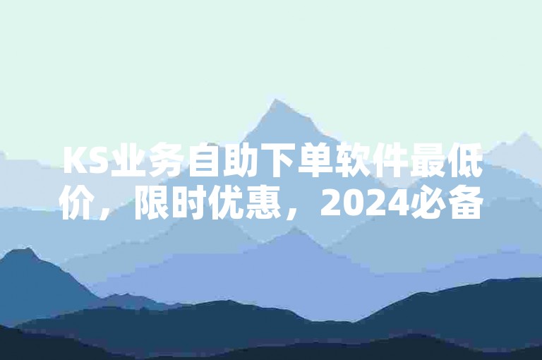 KS业务自助下单软件最低价，限时优惠，2024必备！