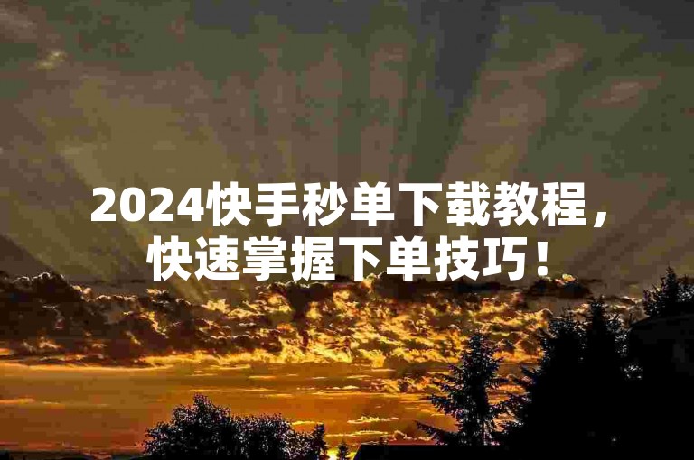 2024快手秒单下载教程，快速掌握下单技巧！