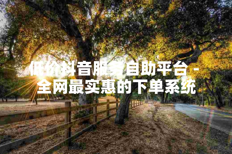低价抖音服务自助平台 - 全网最实惠的下单系统