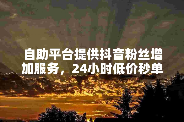 自助平台提供抖音粉丝增加服务，24小时低价秒单业务。