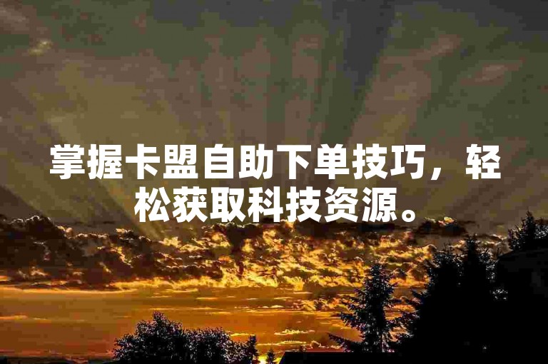 掌握卡盟自助下单技巧，轻松获取科技资源。
