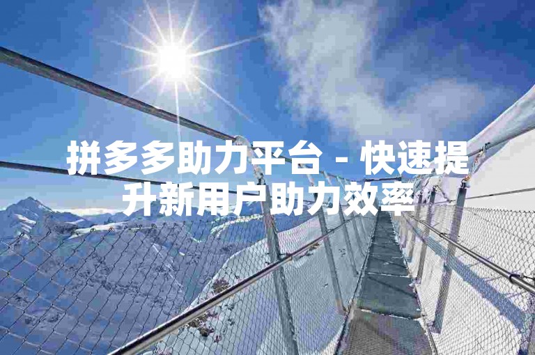 拼多多助力平台 - 快速提升新用户助力效率