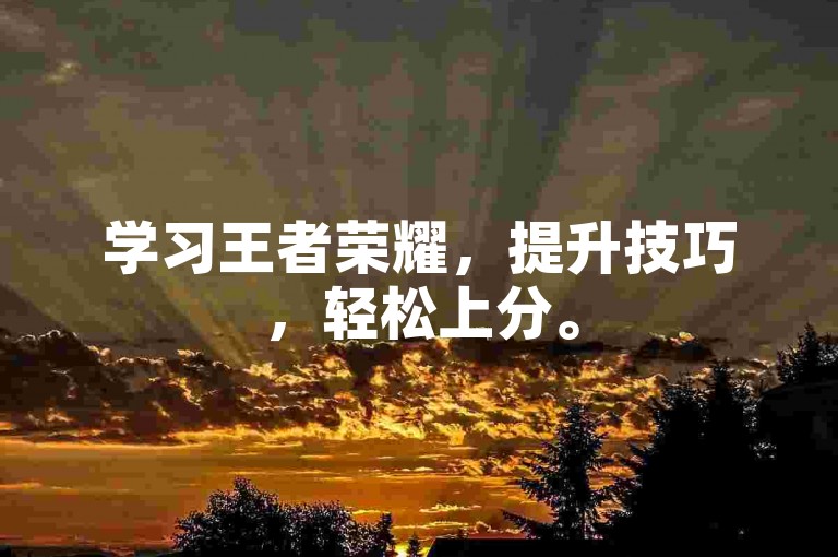 学习王者荣耀，提升技巧，轻松上分。
